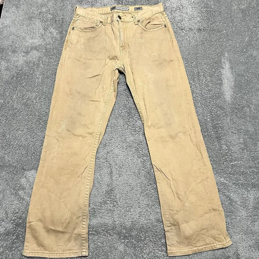 BKE Jeans Mens 33 (33x30) Khaki Tan Tyler Straight Buckle Chino Pants